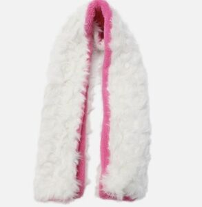 NEW Heurueh Faux Fur Hybrid Pull Through Scarf Pink White